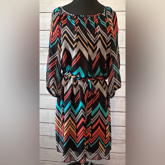 Chevron Pattern Dress by Enfocus size 14W, Elegant, Office, Church, Lightweight - Picture 1 of 5